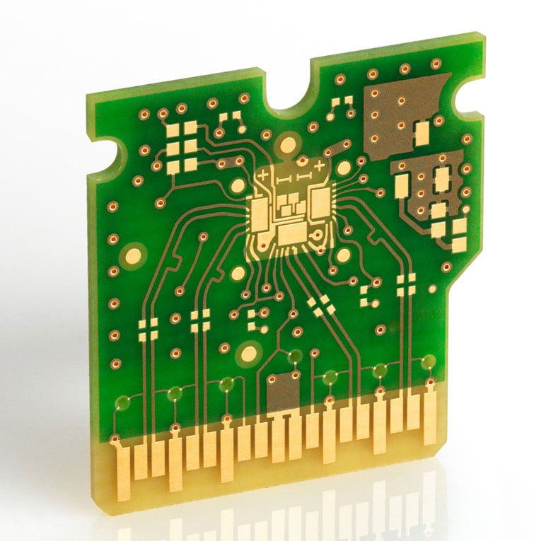 Electronics circuit board using gold dust for conductivity