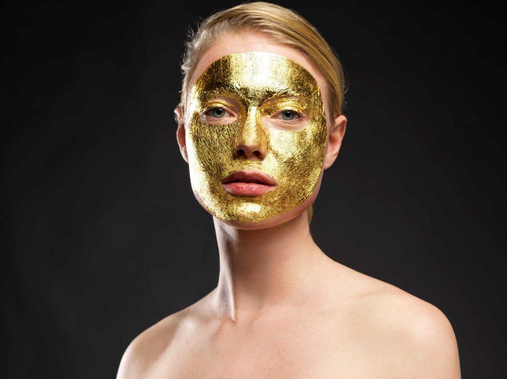 Gold dust-infused face mask for skincare